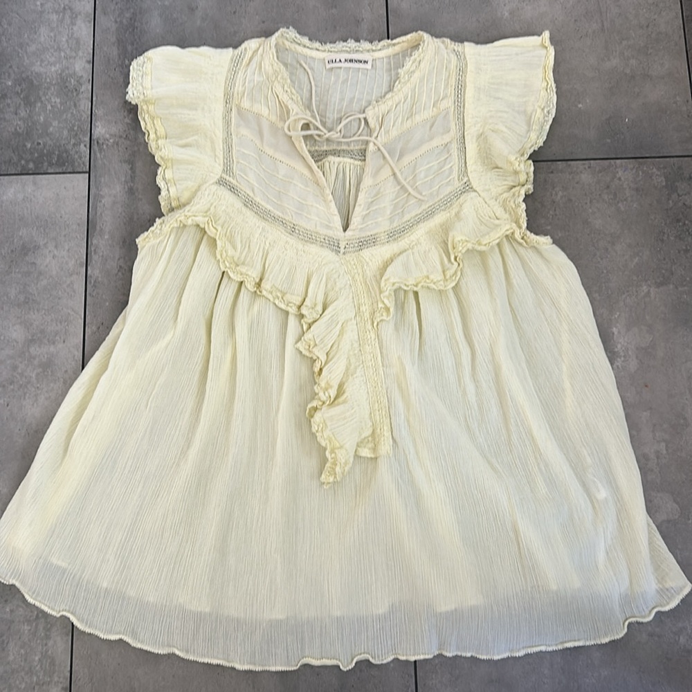 Ulla Johnson Fannie top in Citron pale yellow blouse sleeveless 6